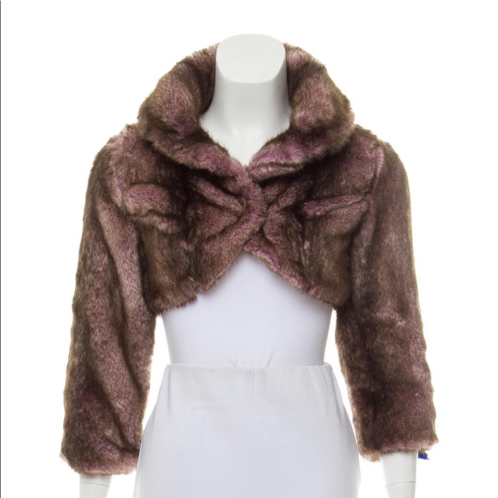 Karen Millen Collared Faux Fur Bolero - Size US 4 - Picture 1 of 8